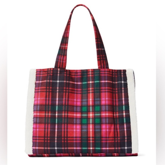 NWT - Victoria's Secret Plaid Tote Bag - Red and Green - Picture 2 of 6